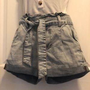 Express Paperbag Denim Shorts